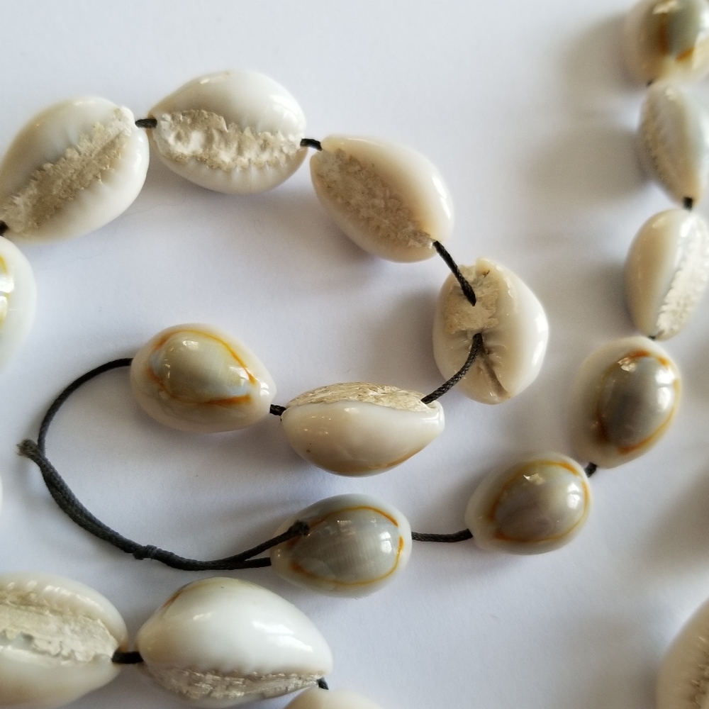 Vintage seashell necklace lei luau beach ocean jewelry cowrie surfer surf - Picture 5 of 9